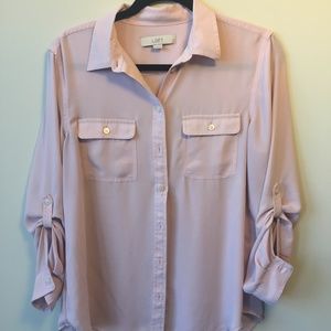 Loft soft pink button down shirt